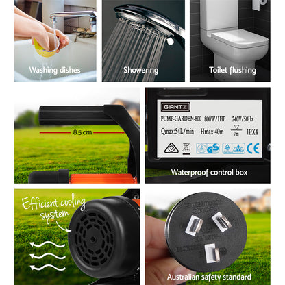 Giantz Garden Water Jet Pump High Pressure 800W Max. Tank Rain Farm Irrigation Yellow