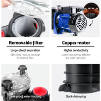 Giantz Pool Pump Swimming Pump Water 1200W Max. 1.6HP Electric Circulation Spa Filter