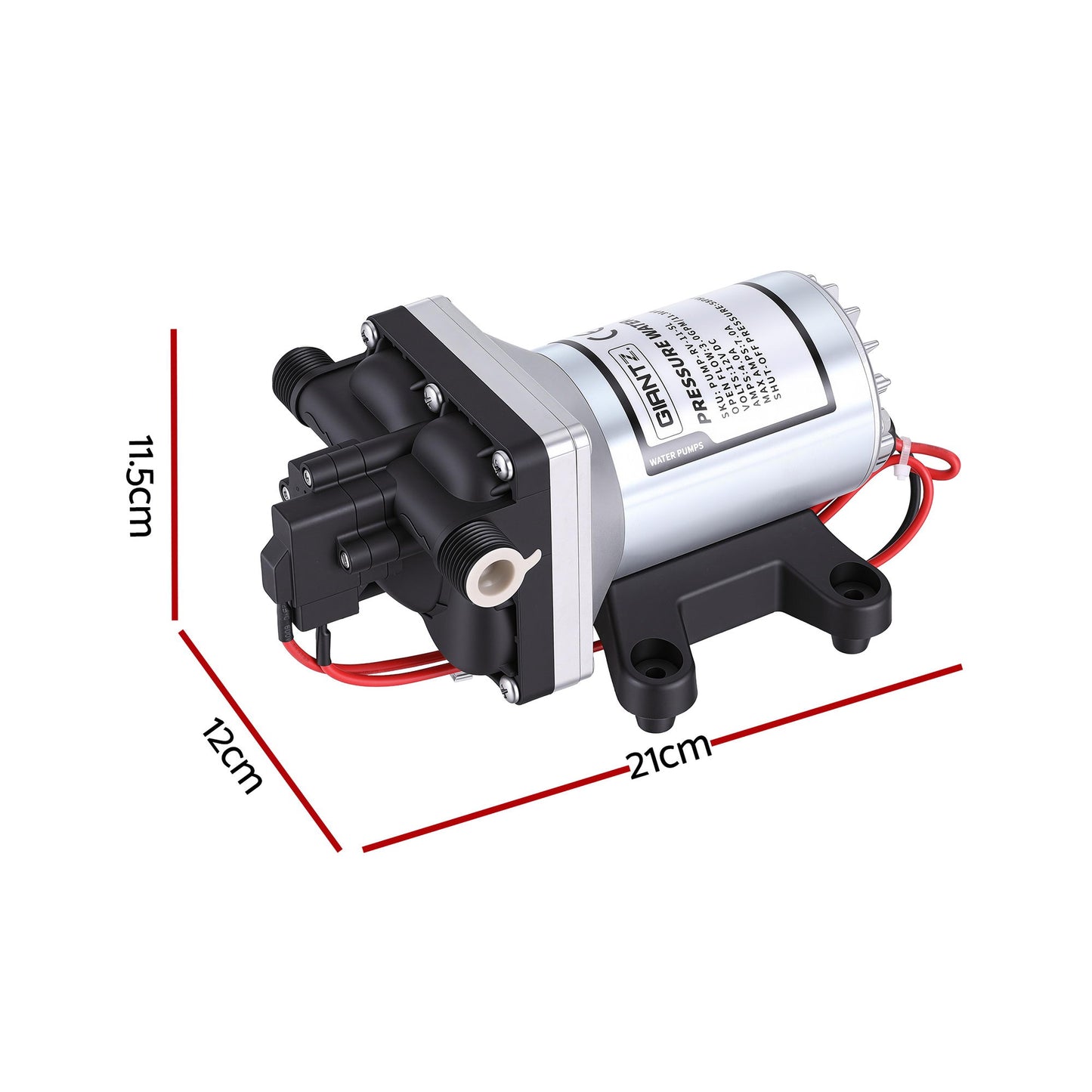 Giantz 12V DC Water Pump 11.3LPM 55PSI Self-Priming RV Marine