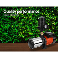 Giantz 1800W Max 5-Stage Garden Water Pump High Pressure Irrigation Booster Pump, Automatic Multi-Stage External Sprinkler Pump for Rainwater Tank Transfer, Home Farm Lawn, Black