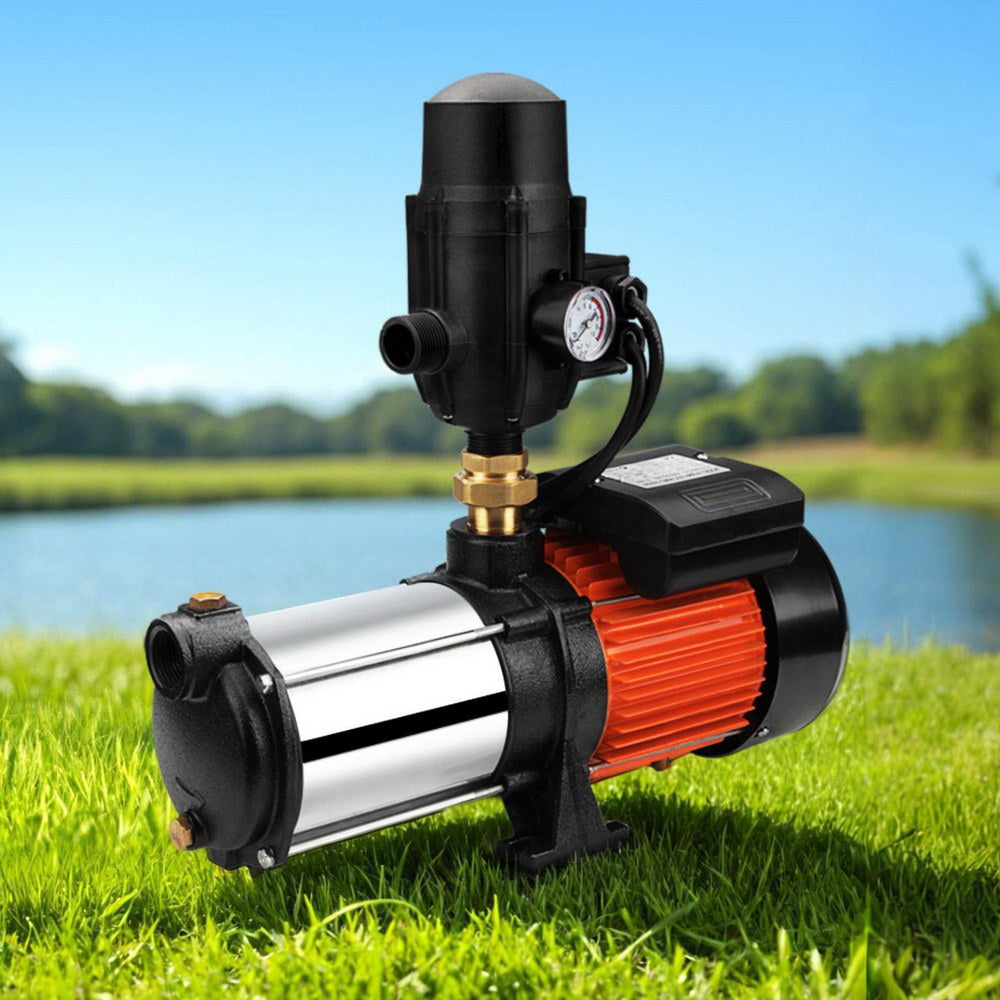 Giantz 1800W Max 5-Stage Garden Water Pump High Pressure Irrigation Booster Pump, Automatic Multi-Stage External Sprinkler Pump for Rainwater Tank Transfer, Home Farm Lawn, Black