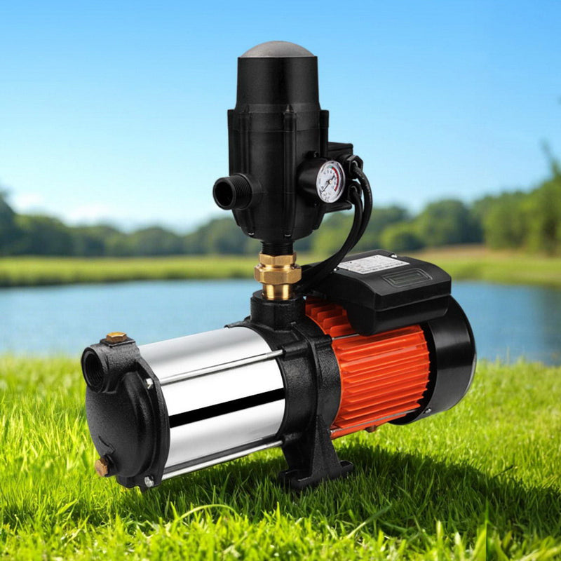 Giantz 1800W Max 5-Stage Garden Water Pump High Pressure Irrigation Booster Pump, Automatic Multi-Stage External Sprinkler Pump for Rainwater Tank Transfer, Home Farm Lawn, Black