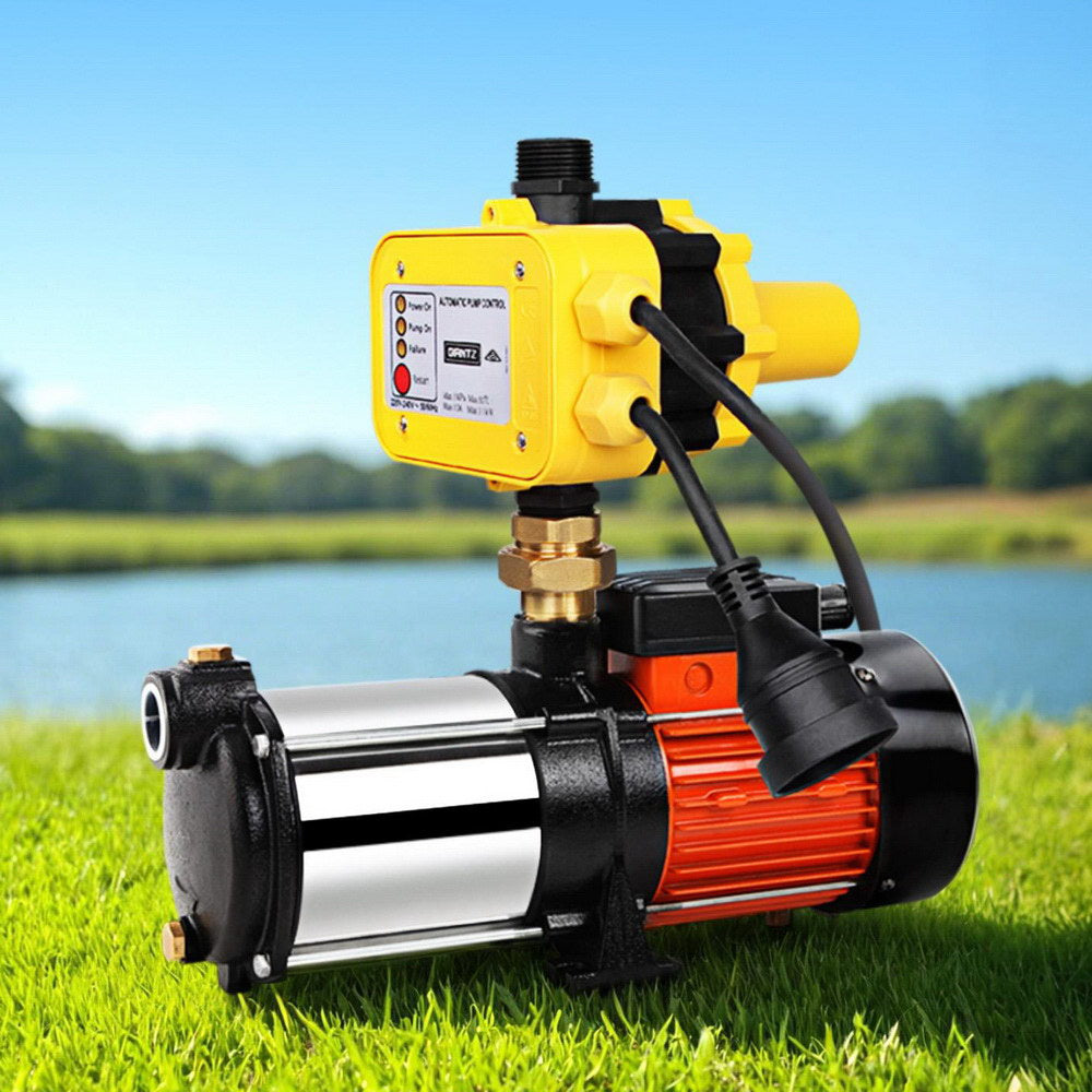 Giantz 1800W Max 5-Stage Garden Water Pump High Pressure Irrigation Booster Pump, Automatic Multi-Stage External Sprinkler Pump for Rainwater Tank Transfer, Home Farm Lawn, Yellow