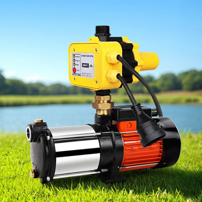 Giantz 1800W Max 5-Stage Garden Water Pump High Pressure Irrigation Booster Pump, Automatic Multi-Stage External Sprinkler Pump for Rainwater Tank Transfer, Home Farm Lawn, Yellow