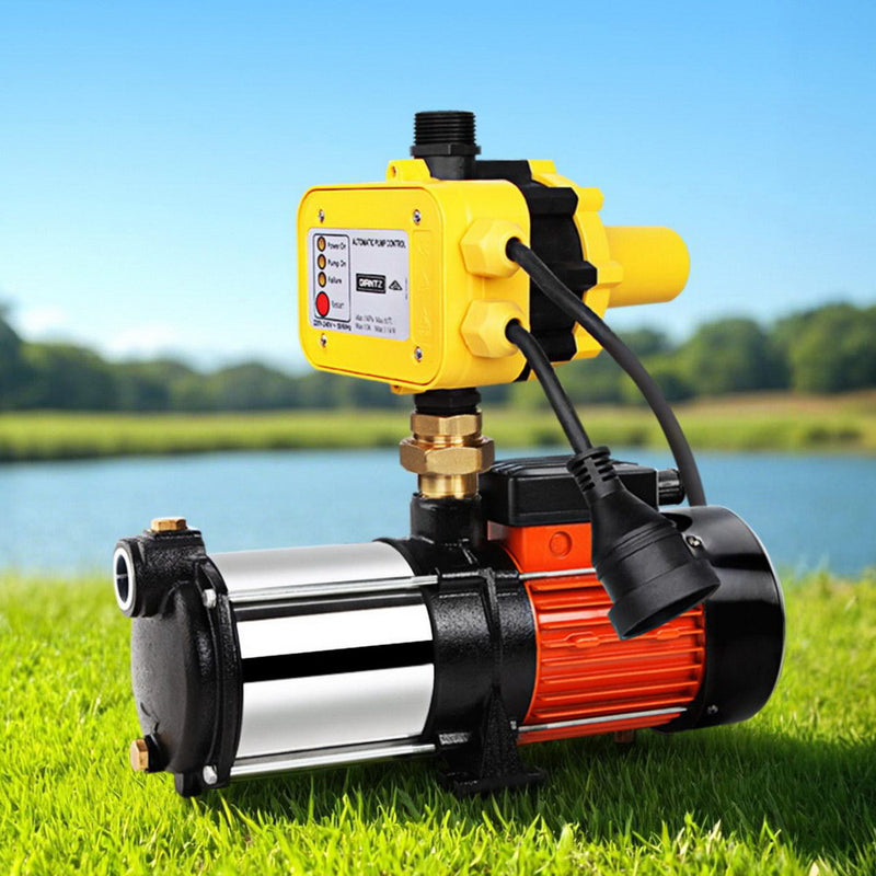 Giantz 1800W Max 5-Stage Garden Water Pump High Pressure Irrigation Booster Pump, Automatic Multi-Stage External Sprinkler Pump for Rainwater Tank Transfer, Home Farm Lawn, Yellow
