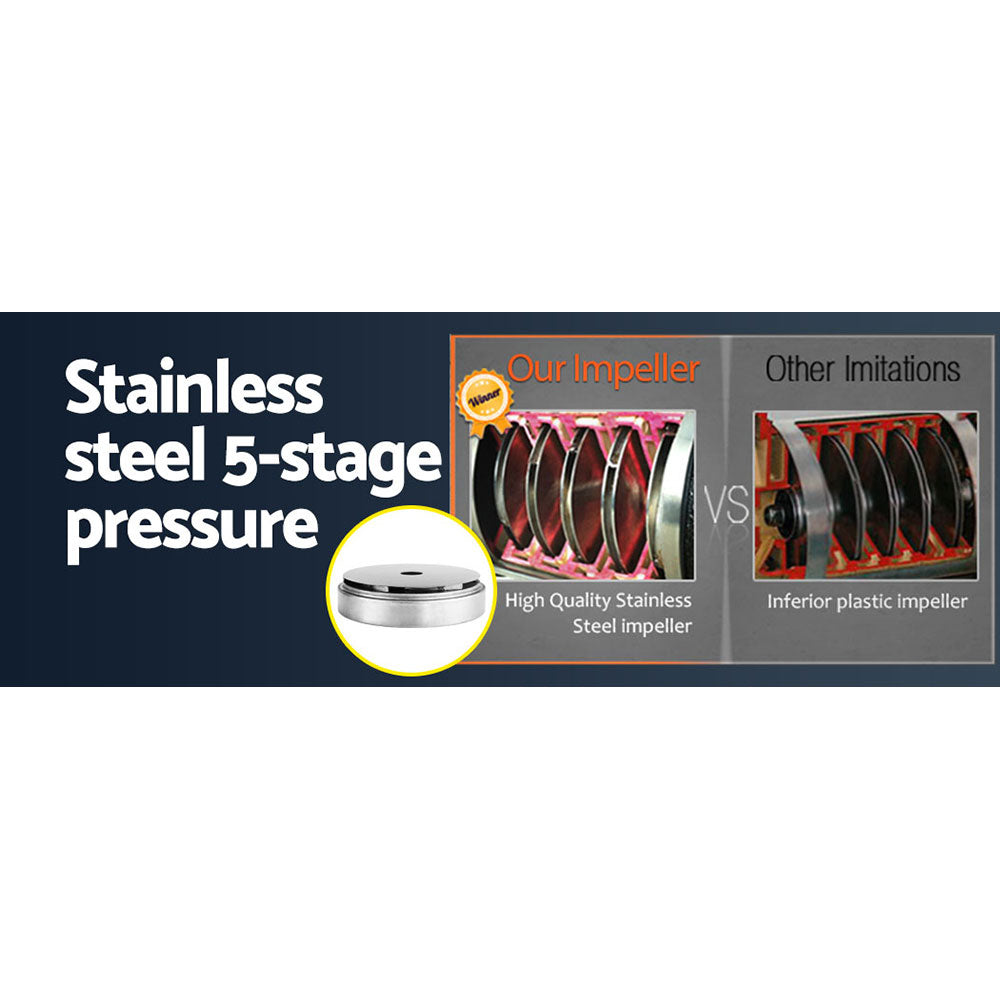 Giantz Garden Water Pump High Pressure 2000W Max 5-Stage Tank Irrigation Transfer Booster Pump Black