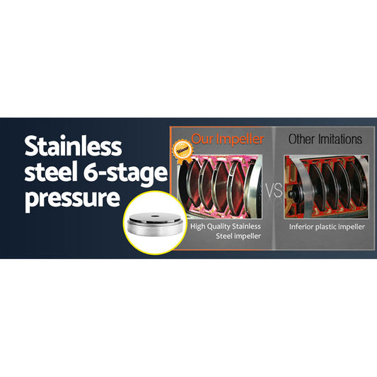 Giantz Garden Water Pump High Pressure 2500W Max 6-Stage Tank Irrigation Transfer Booster Yellow