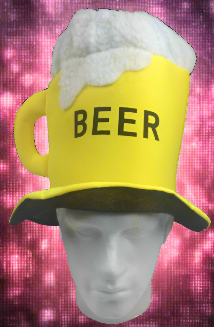 BEER HAT Drinking Mug Party Costume Accessory Fancy Dress Cap Halloween Unisex