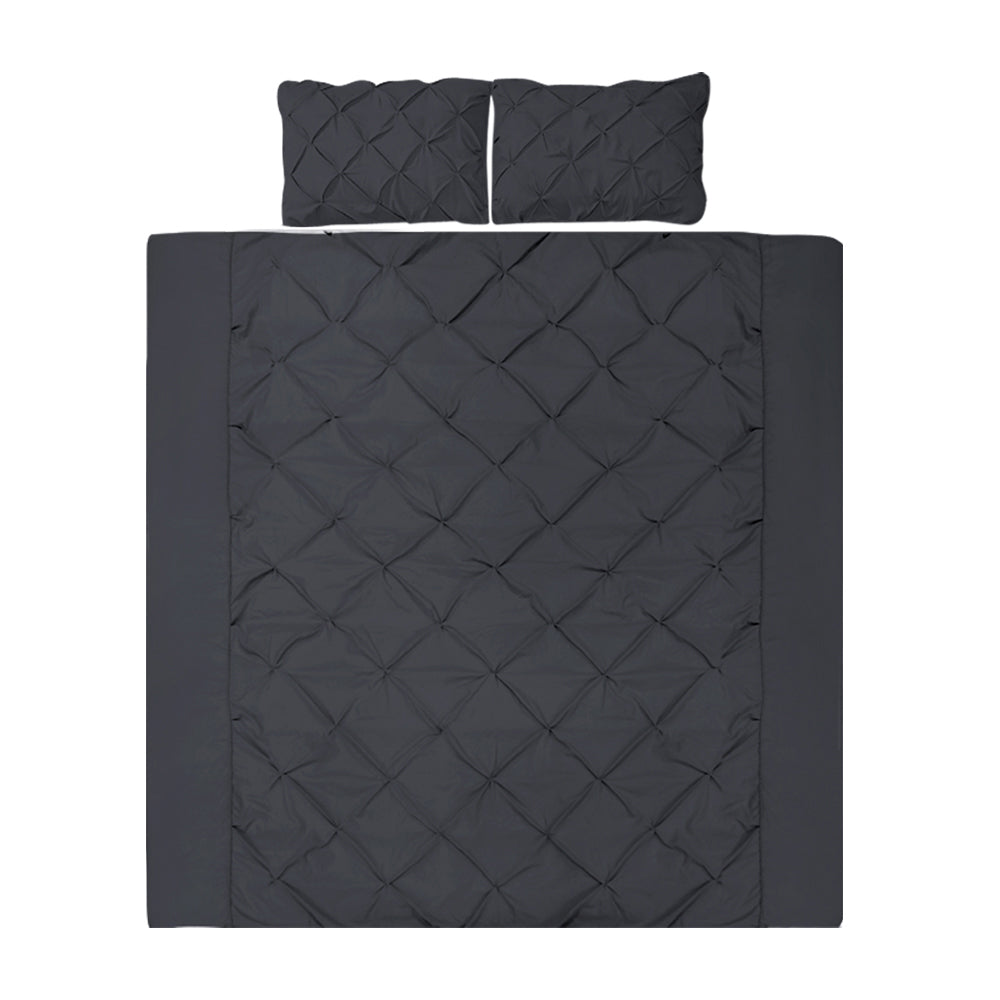 Giselle Bedding Quilt Cover Set Diamond Pinch Black Queen