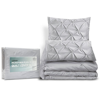 Giselle Bedding Quilt Cover Set Diamond Pinch Grey Queen