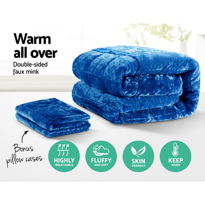 Giselle Bedding Faux Mink Quilt Blue King