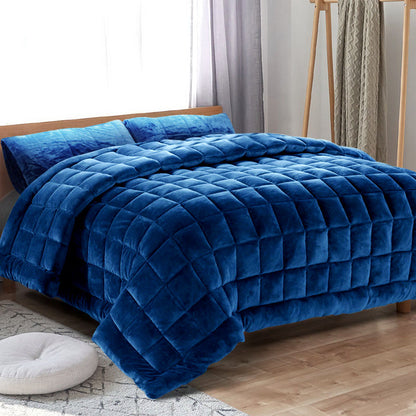 Giselle Bedding Faux Mink Quilt Blue Queen