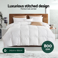Giselle Bedding 800GSM Goose Down Feather Quilt Winter Blanket Duvet Comforter Double