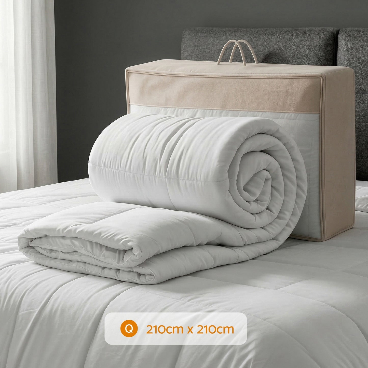 Giselle Bedding Wool Quilt 500GSM Thick Queen Winter Doona Baffle Box Construction 100% Wool Filling