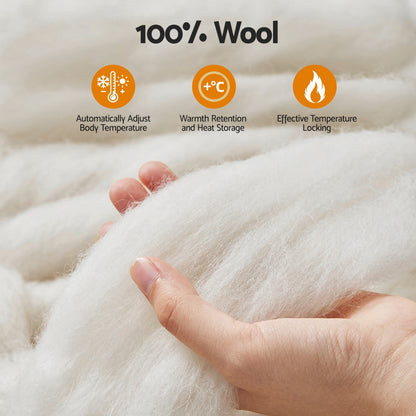 Giselle Bedding Wool Quilt 500GSM Thick Queen Winter Doona Baffle Box Construction 100% Wool Filling
