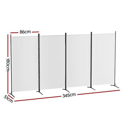 Artiss 4 Panel Room Divider Set of 2 Folding Privacy Screen Fabric Room Separator Partition White