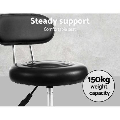 Artiss 2x Salon Stool Swivel Chair Backrest Black