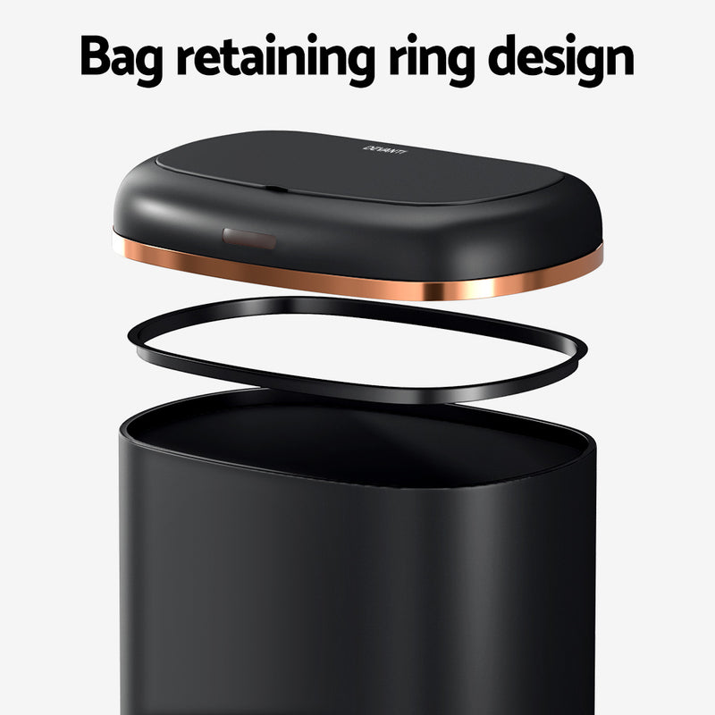 Devanti 38L Motion Sensor Bin Rubbish Automatic Black