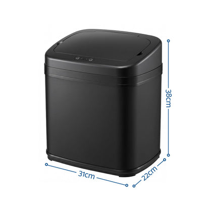 Devanti 15L Motion Sensor Bin Touchless Bins Soft-Close Rubbish Trash Can Black