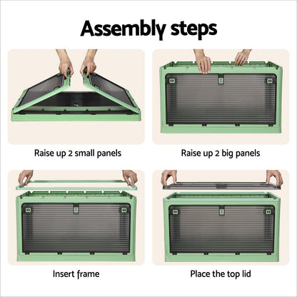 Artiss Storage Container Foldable Stackable Large 5 Sides Open Transparent 140L