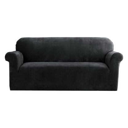 Artiss Sofa Cover Couch Covers 3 Seater Velvet Black