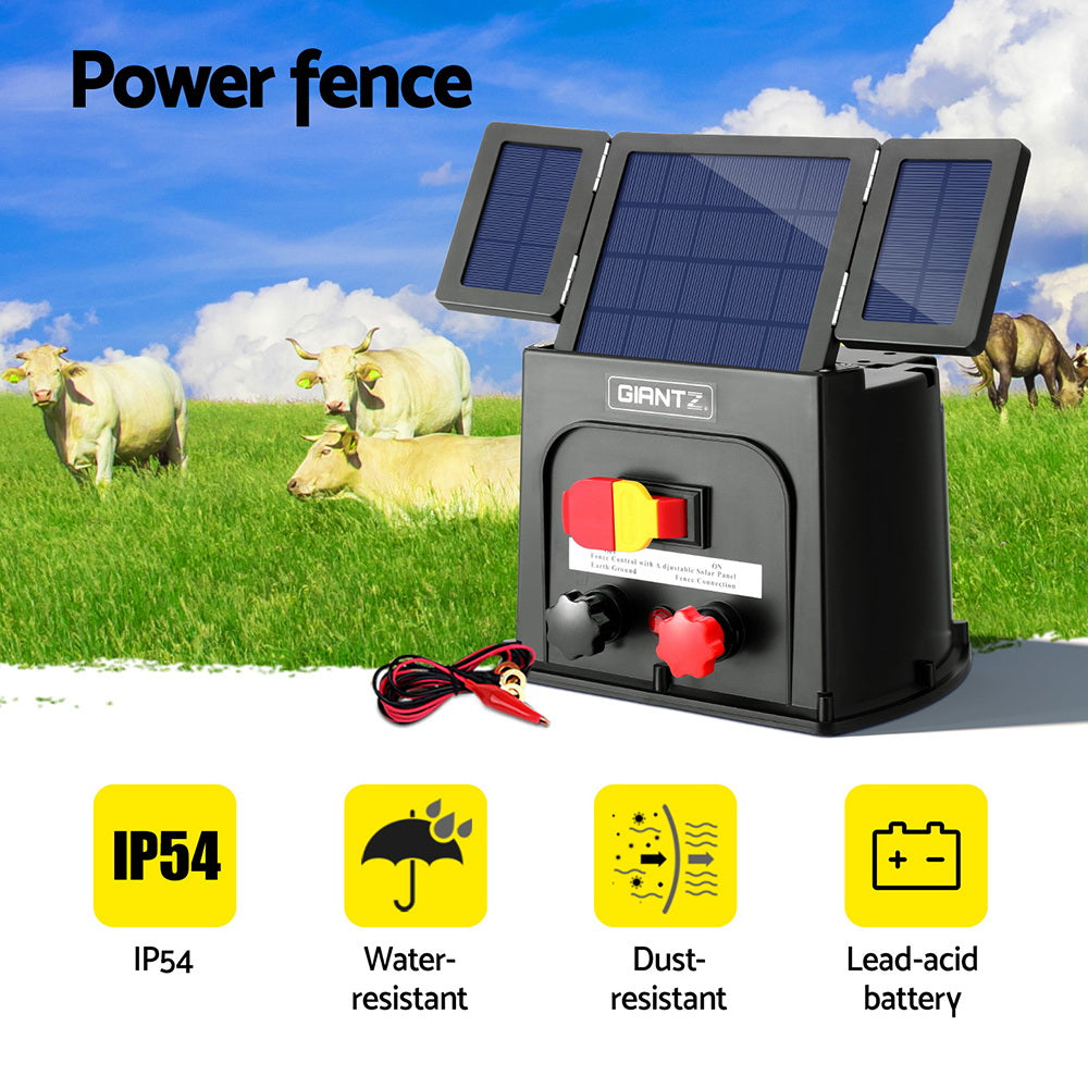 Giantz 8km Electric Fence Energiser PET Solar Energizer 0.3J