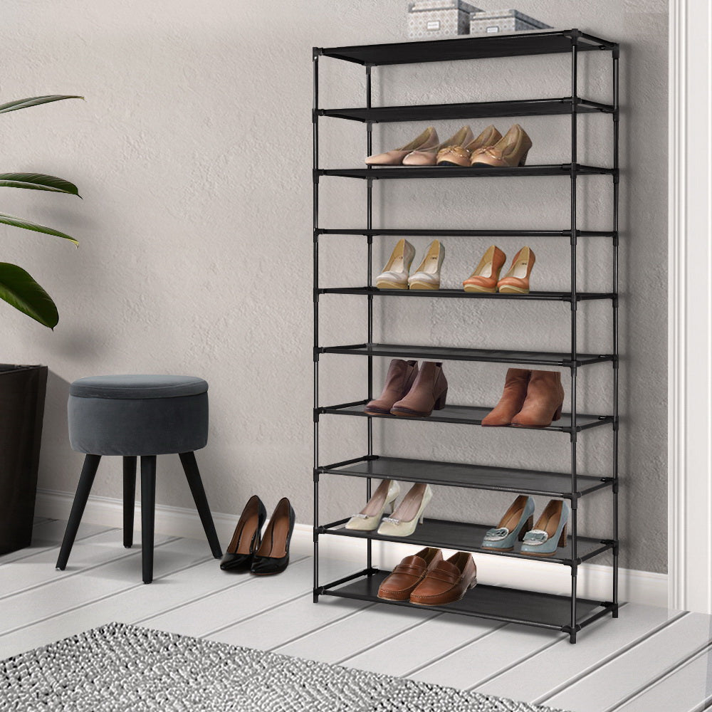 Artiss 10-Tier Shoe Rack Stackable 50 Pairs Black