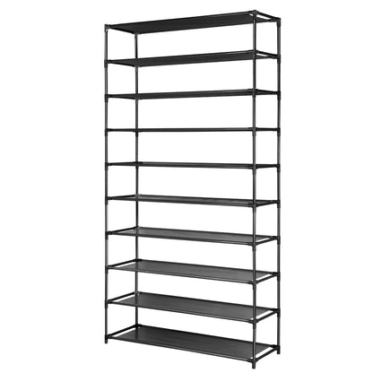 Artiss 10-Tier Shoe Rack Stackable 50 Pairs Black