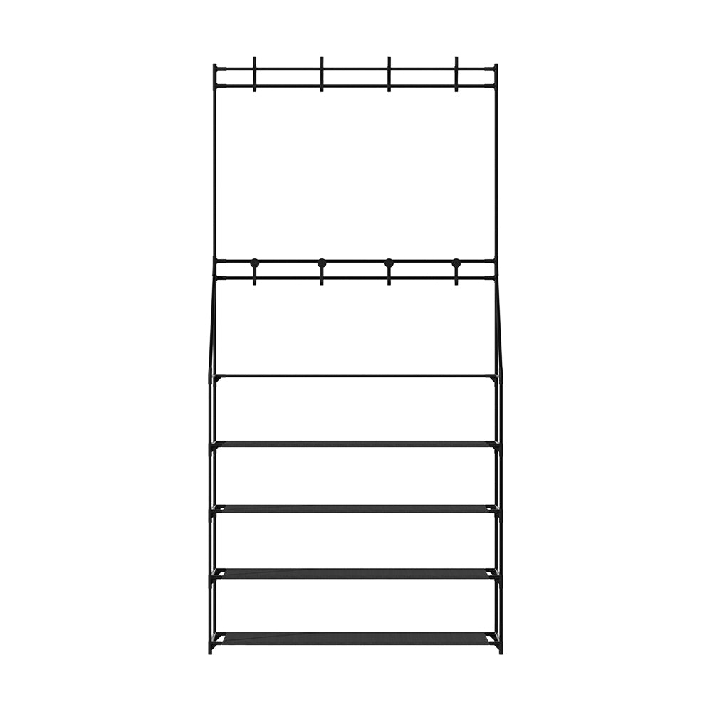 Artiss Shoe Rack Hall Tree 16 Pairs Black