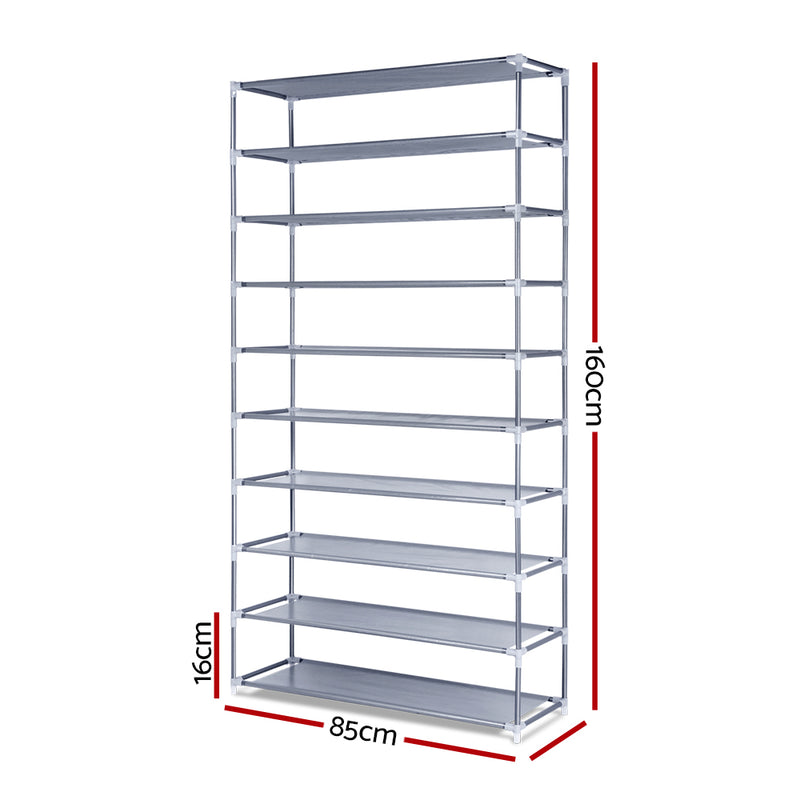 Artiss Shoe Rack Cabinet Stackable 10-Tier Grey