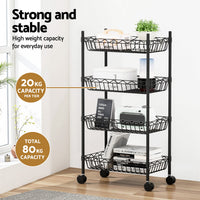 Artiss 4-Tier Shelving Unit Adjustable Garage Storage Kitchen Rack With Wheels