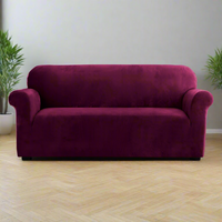 Artiss Sofa Cover Couch Covers 3 Seater Velvet Ruby Red