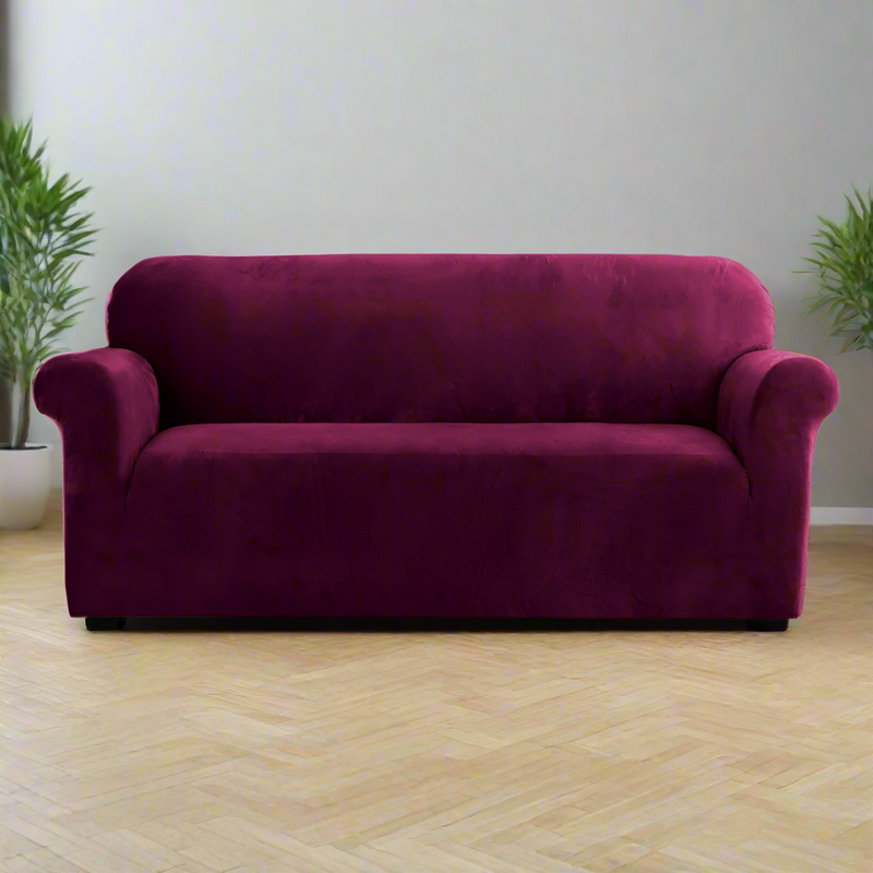 Artiss Sofa Cover Couch Covers 3 Seater Velvet Ruby Red