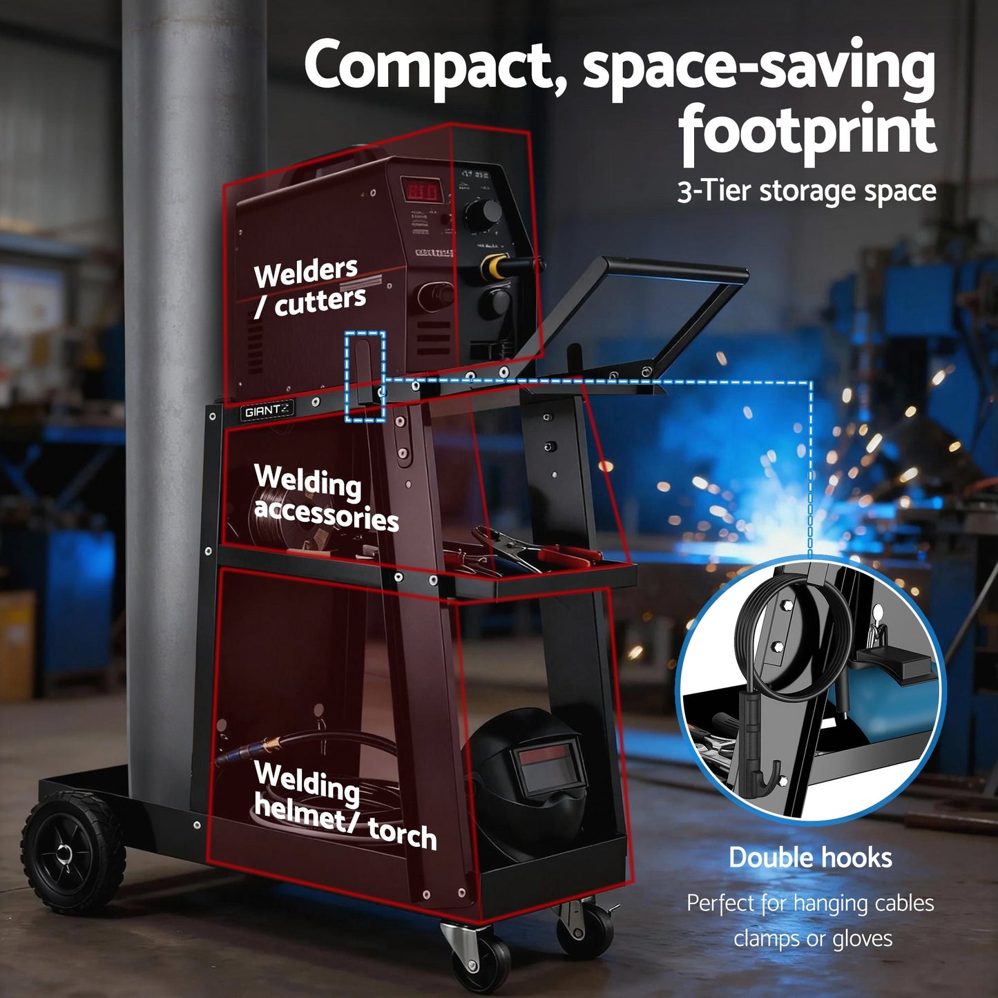 Giantz Welding Trolley Cart Welder MIG TIG ARC MMA Welder Plasma Cutter Storage
