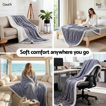 Giselle 203x230cm Throw Blanket Double-Sided Fleece Lightweight For Sofa Couch Bed