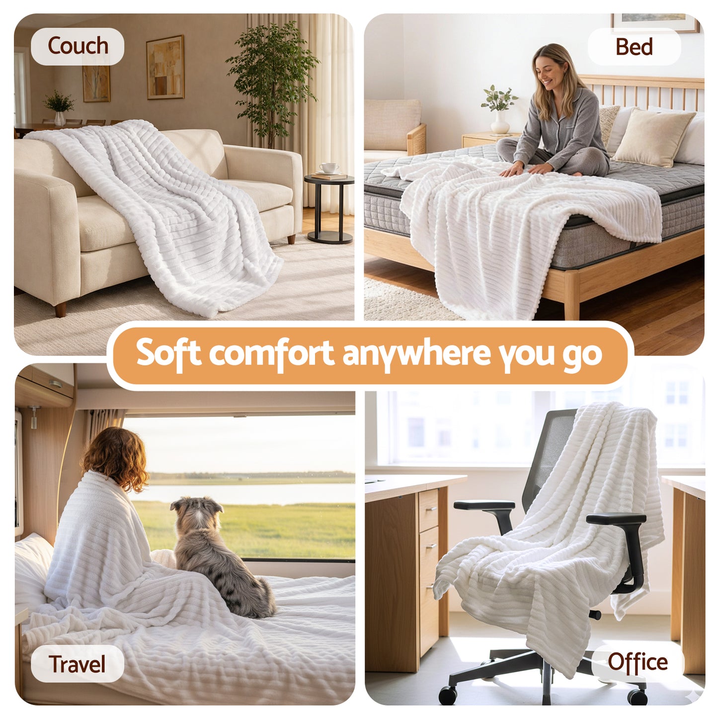 Giselle 152x203cm Throw Blanket Queen Fleece Lightweight Cozy Sofa Couch Bed Throw