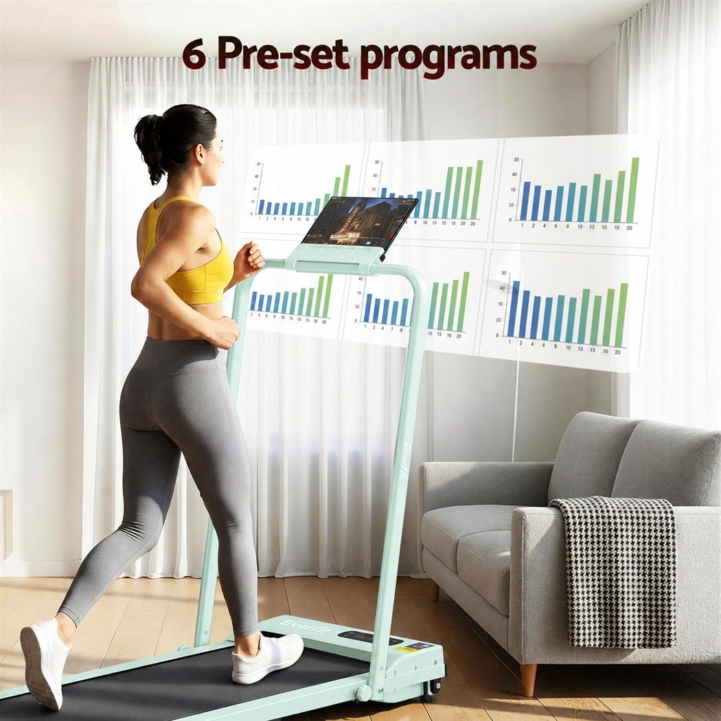 Everfit 3 in 1 Walking Pad Treadmill 12% Incline Foldable Under Desk Treadmills for Home 38cm Green