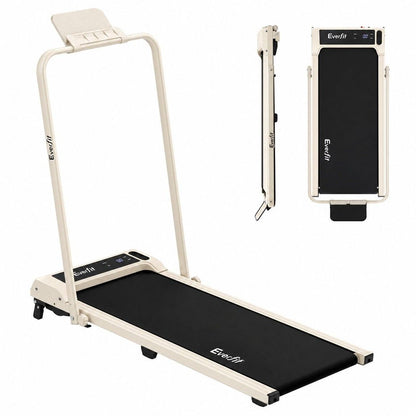 Everfit 3 in 1 Walking Pad Treadmill 12% Incline Foldable Under Desk Treadmills 40cm Belt Beige