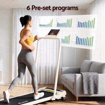 Everfit 3 in 1 Walking Pad Treadmill 12% Incline Foldable Under Desk Treadmills 40cm Belt Beige