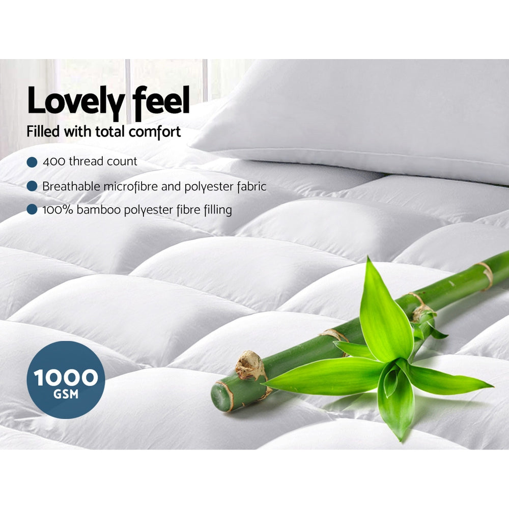 Giselle Bedding Mattress Topper Pillowtop Bamboo Double