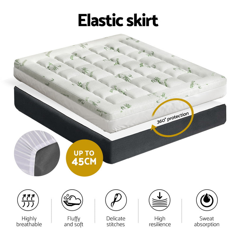 Giselle Bedding Mattress Topper Pillowtop Bamboo 7.5cm Queen