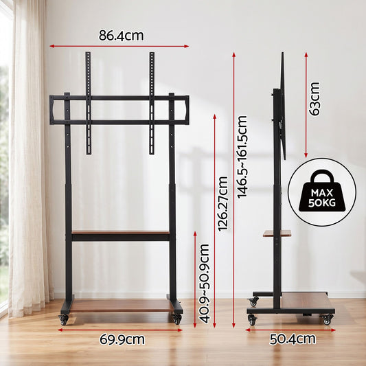 Artiss Mobile TV Stand for 40-100 Inch TVs Cart with Wheels Adjustable Shelves