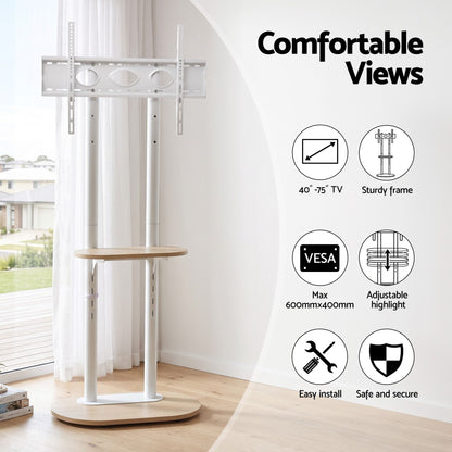 Artiss Mobile TV Floor Stand 40-75" Bracket Universal Adjustable Shelves Wheels