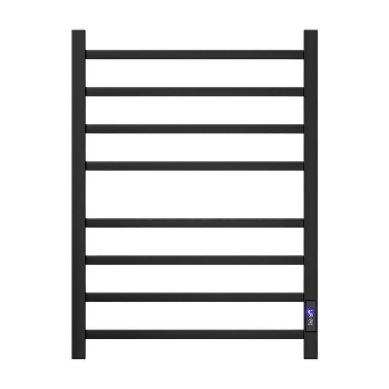 Devanti Heated Towel Rail 8 Square Bars with Timer Electric Heater Warmer Rack