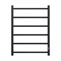 Devanti Heated Towel Rail 6 Round Bars  with Timer Electric Heater Warmer Rack