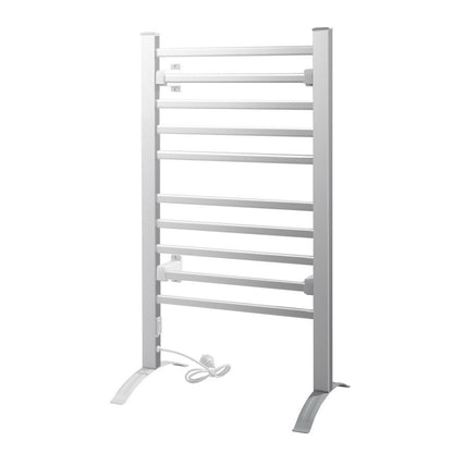 Devanti Electric Heated Towel Rail Rack 10 Bars Freestanding Clothes Dry Warmer