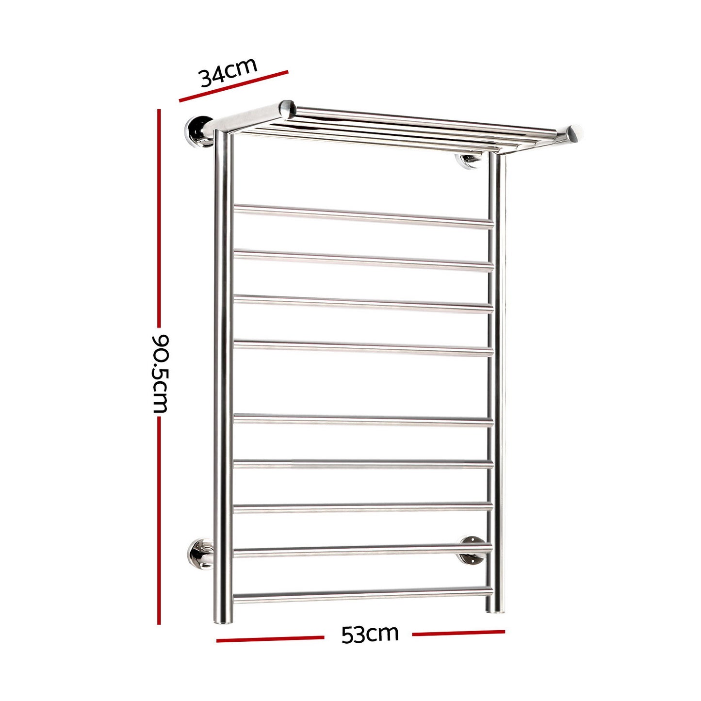 Devanti Electric Heated Towel Rail Rack 14 Bars Wall Mounted Clothes Dry Warmer