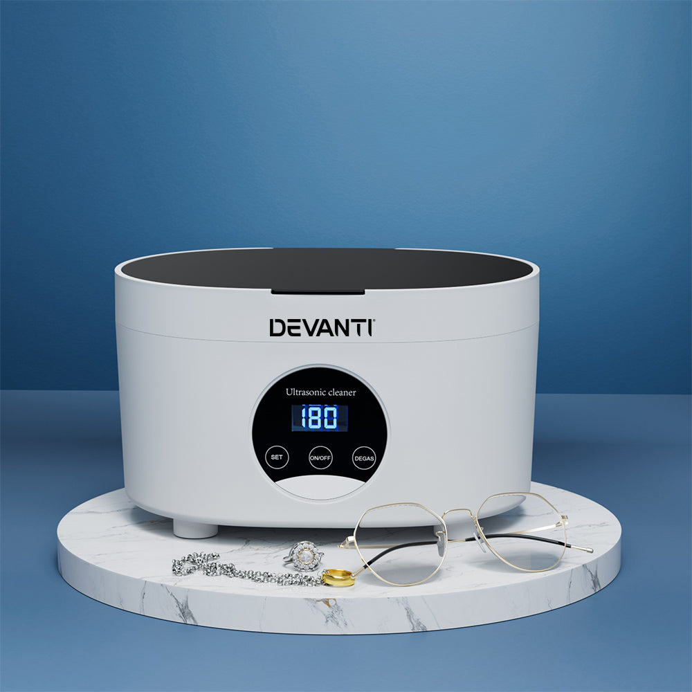 Devanti 600ml Ultrasonic Cleaner Timer Jewellery Glasses Cleaning Machine Degas