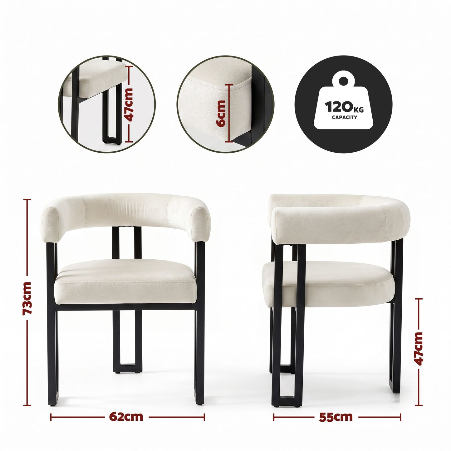 Artiss Dining Chairs Set of 4 Velvet Upholstered Barrel Chairs with Curved Armrests & Back Beige