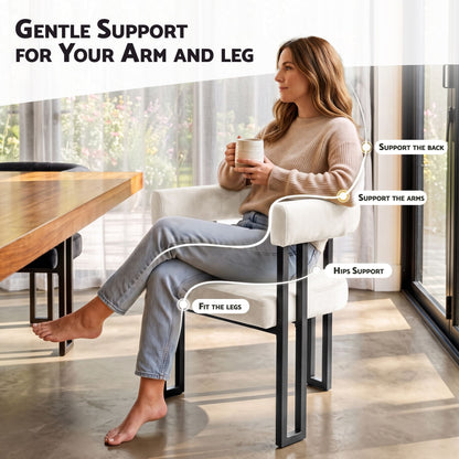 Artiss Dining Chairs Set of 6 Velvet Upholstered Barrel Chairs with Curved Armrests & Back Beige